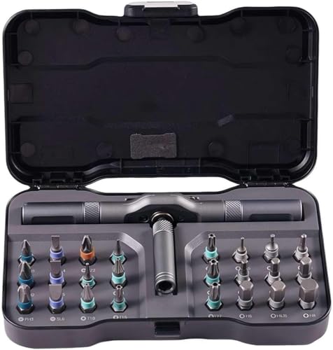 Juego de destornilladores de trinquete 24 en 1 con puntas magnéticas, herramienta de llave multibroca con mango en T desmontable, kit de herramientas portátil para el hogar, computadora, reparación de