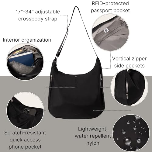 Image of Baggallini Swift Hobo Crossbody Bag for Women - Lightweight 15.7 inchx16 inch Travel Purse Handbag Hobo Bag