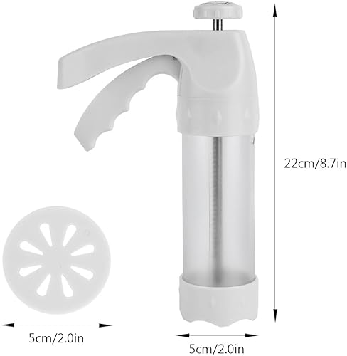 Miniatura 9 de Pistola de prensa de galletas, pistola de prensa de pasteles, bomba de boquilla de pastelería transparente con 6 discos, 12 boquillas de glaseado,