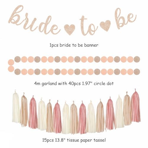 Image of Blush-Pink Rose-Gold Bridal-Shower Fall Party-Decorations - 31pcs Bride to Be Sign Banner,Bachelorette Paper Lanterns,Wedding Streamers Garland,Boho Peach Tissue Pom Poms Fans Decor Supplies Burgleda