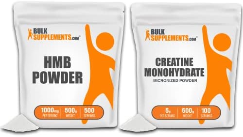 BulkSupplements.com HMB Powder 500G & Creatine Monohydrate Powder (Micronized Creatine) 500G Bundle