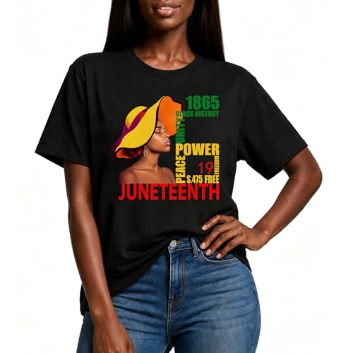 Juneteenth Shirts for Women 100% Cotton African American Freedom Black History June 19 1865 T-Shirt.