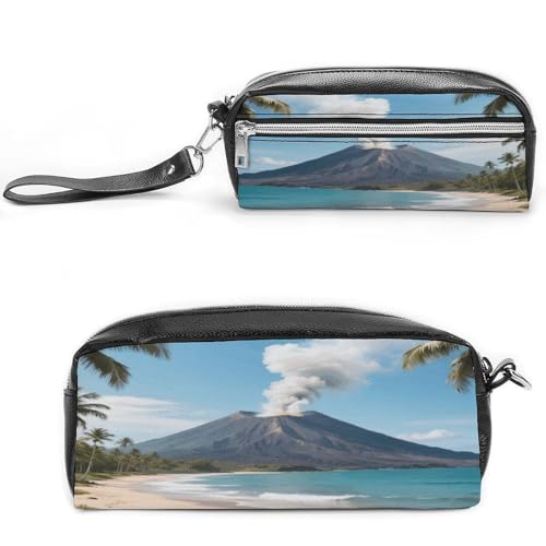 Estuche para bolígrafos y bolsa de maquillaje pequeña Volcanic Island con cremallera suave
