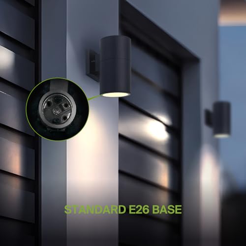 ASD 1 Light Exterior Lighting Fixtures - 60W E26 120V Cylinder Up and Down Black Modern Outdoor Wall Light, LED CFL Incandescent Bulb Patio Wall Light Fixture, Waterproof Outdoor Sconce Lights ETL by ASD - Used condition - Image 4