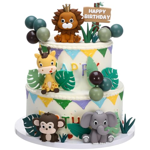 Accessoires de décoration de gâteau safari et boules d'herbe vertes