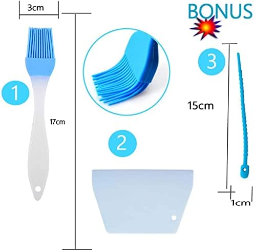 Non-Stick and No-Slip Silicone 19.7''x15.8'' Baking Pastry Mat 50x40cm Fondant Mat Dough Rolling Mat+ Pastry Brush +Dough Scraper Cutter +Reusable Wrapping Tie (Blue)