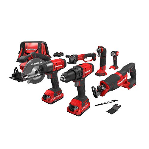 CRAFTSMAN V20 Power Tool Combo Kit, 9-Tool Cordless Power Tool Set with 2 Batteries and Charger (CMCK700D2)