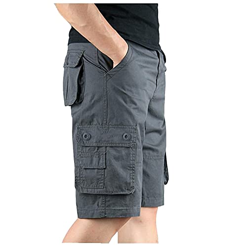 Cargo Shorts for Men Elastic Waist Flat Front Casual Pants Summer Training Tactical Workout SweatShorts with Pockets