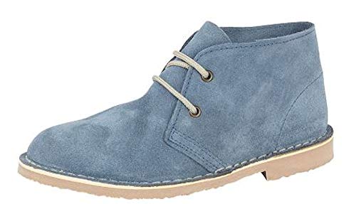 Roamers Ladies 2 Eyelet Suede Desert Boots (3, Denim Blue), 3 UK