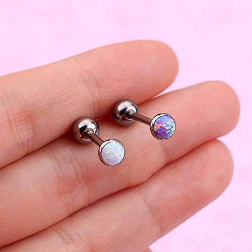Oufer Titanium Tongue Piercing Barbell Jewelry Tongue Rings With White Opal G23 Solid Titanium Tongue Rings For Women Men #TOP3