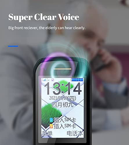 Yoidesu Senior Flip Phone Unlocked, 2G SOS to Use Mobile Flip Phone with Powerful Flashlight, Dual 2.4 LCD Screen Dual SIM High Volume Basic Cell Phone for Elderly Kids,