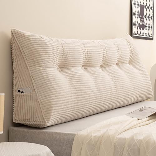 TESICA Almofada de cunha dupla, cabeceira, dormitório universitário, almofada de veludo cotelê, enco