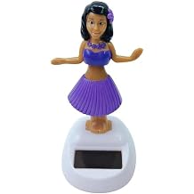 Solar-Powered Dancing Hula Girl Bobblehead - Auto-Swinging Dashboard Decor for Car and Home, Heat-Resistant Base with No Battery Needed Purple Motion Figurine