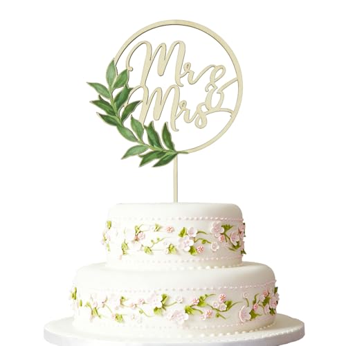 Mr & Mrs Décorations de Gâteau de Mariage Deco Cake Topper Rustiques pour Mariage et Marié, Anniversaire, Fiançailles, Fête Bois Sage