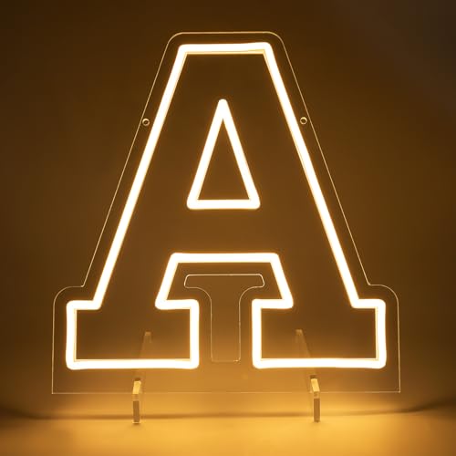 Image of Light Up Letters A, Led Marquee Letter Lights Neon Sign, 13.9 inch Height Decorative Lighted Alphabet Number, Battery /USB Powered Led Letters Lights for Wedding, Birthday, Party, Christmas or Home Decor