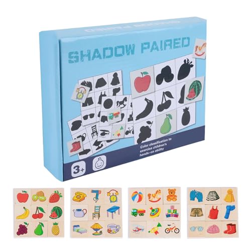 Animal Fruit Shadow Sorting Puzzle - Juegos educativos a Juego | Juguetes preescolares para niños pequeños para y niñas, Juguetes cognitivos para el Desarrollo cognitivo, de Madera para