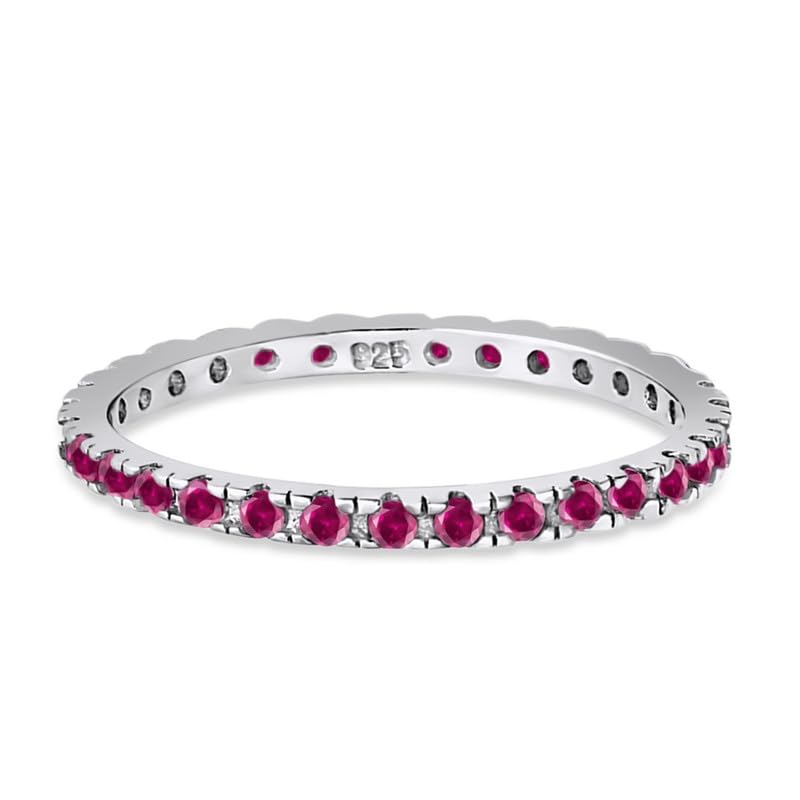 925 Sterling Silver July Birthstone Natural 1.50 Mm Ruby Full Eternity Band Gift For Her Women Ring2