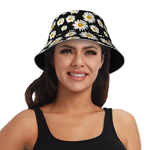 Cuamzst Daisy Flower Bucket Hat For Women Men Teens Reversible Summer Beach Sun Hat Packable Fisherman Cap For Travel Outdoor Hiking, One Size #TOP5