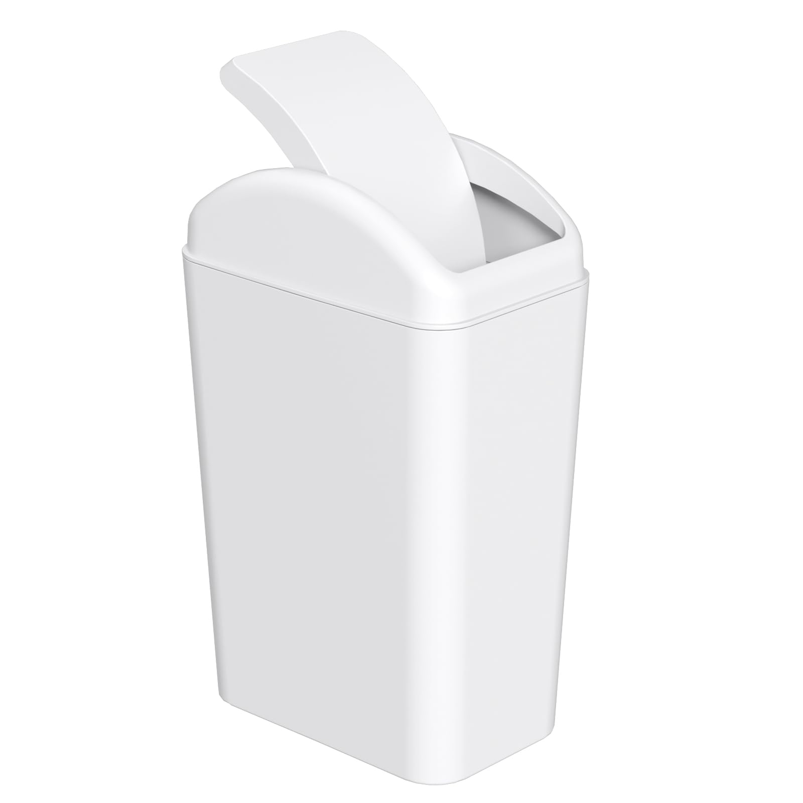 Wakikini 15 L Kitchen Bin with Swing Lid, Small Plastic Trash Bin, White