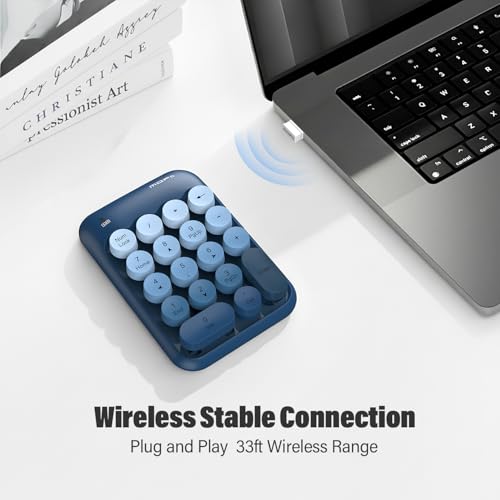MOFII Cute Colorful Wireless Number Pad - 18 Keys, Portable 2.4 GHz with Stable Wireless Connectivity, 10-Key Financial Accounting Extension (Blue Colorful) - Thumbnail 2