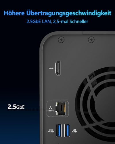 Bild 3 - TERRAMASTER F2-425 2-Bay NAS-Speicher – Intel x86 Quad-Core-CPU, 4 GB RAM, 2,5 GbE LAN, Netzwerkgebundener Speicher-Multimedia-Server für Privatanwender (ohne Festplatte)