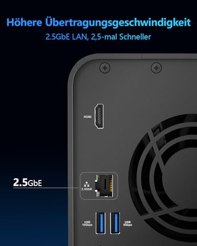 TERRAMASTER F2-425 2-Bay NAS-Speicher – Intel x86 Quad-Core-CPU, 4 GB RAM, 2,5 GbE LAN, Netzwerkgebundener Speicher-Multimedia-Server für Privatanwender (ohne Festplatte)