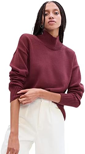 GAP Womens Cotton Turtleneck Sweater Mauve Mist XL