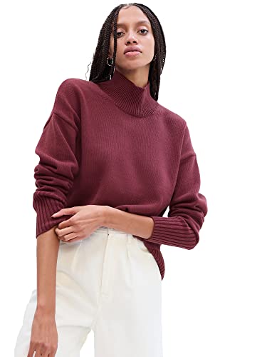 GAP Womens Cotton Turtleneck Sweater, Mauve Mist, X-Small US