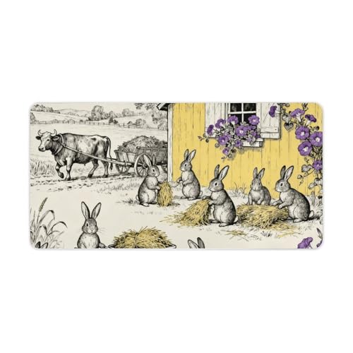 Sous-main de bureau personnalisé Hop & Bloom en toile de lapin pour l'aménagement de votre home office