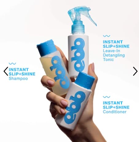 Ebb Ocean Club Mini Instant Slip & Shine Hydrating Hair Set, Travel Size Shampoo Conditioner and Leave-In Detangling Tonic, 3 oz Each, Vegan