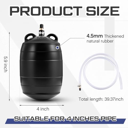 Image of Glooglitter 4 Inch Inflatable Pipe Plug Sewer Test Plug Rubber Plumbing Test Balloon Ball for Sewage Pipeline Inspection (with 39.37 Plastic Extension Hose)