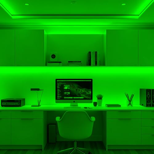 Image of 5mm Green COB LED Strip Light DC24V Narrow Thin Flexible High Density Uniform Cob Strips 16.4FT UL Listed Dimmable CRI 90+ LED Tape Lights for Car Cabinets, No Controller /Adapter