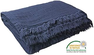 Pre-Washed 100% Organic Muslin Cotton Throw Blanket for Couch, Sofa, Adults and Kids