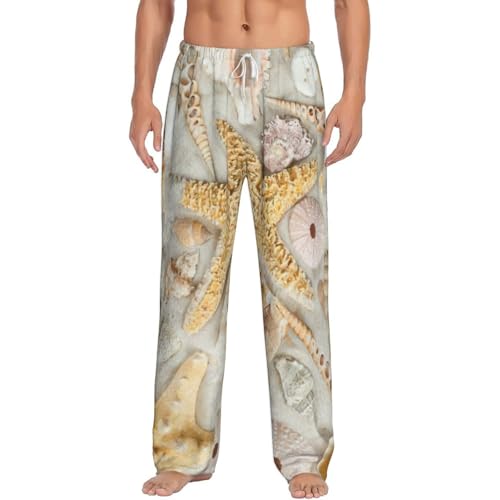 Pantalon de pyjama en polaire homme à imprimé plage et coquillages avec poches
