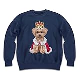 [Fox Republic] トイプードル いぬ 犬 王様 キング 王子様 王冠 キッズ スウェット トレーナー ネイビー 120cm