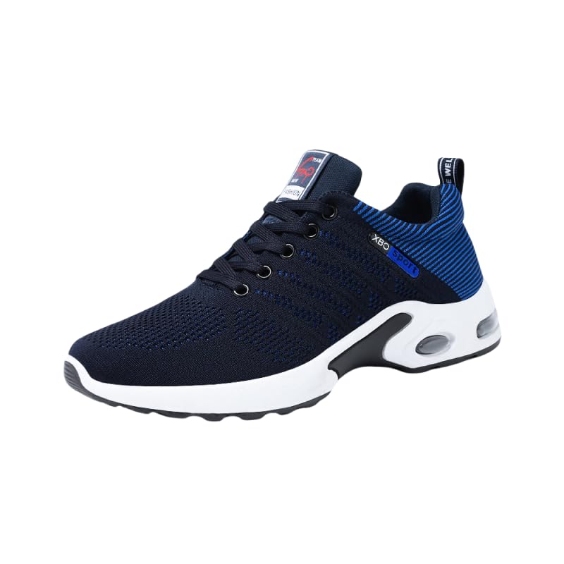 Men's Trendy Woven Knit Breathable Running Shoes, Comfy Non Slip Lace Up Soft Sole Sneakers for Men's Outdoor Activities