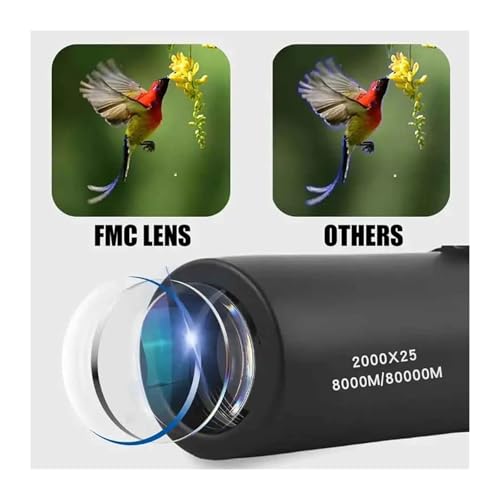تلسكوب أحادي العدسة 2000 × 25 HD صغير محمول مع حامل للتخييم ومشاهدة الطيور