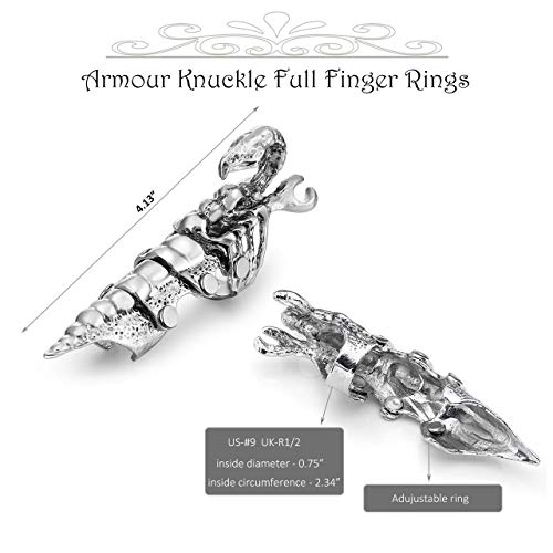 Piercingj Men's Knuckle Joint Full Finger Double Ring Punk Rock Gothic Hinged Activity Rings Halloween Cosplay Costume Accessories Jewelry #TOP5