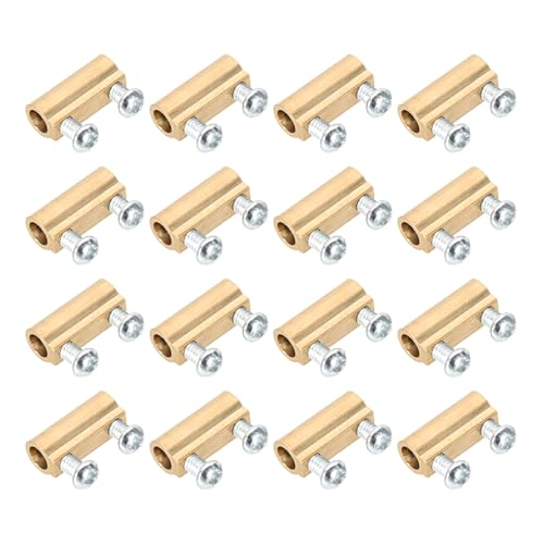 PATIKIL 19x7.8x8.8mm Wire Connectors Nut Terminal, 20 Pcs 20 A Brass Splicing Quick Wiring Connection Terminal Circuit Connector Nut Kit with Screws, Brass Tone