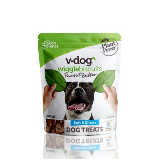 V-Dog Vegan Wiggle Biscuit Organic Dog Treats, Peanut Butter, 10 Ounce, Superfoods