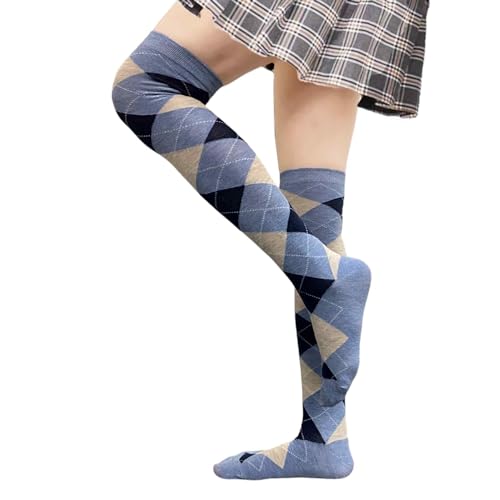 Image of COUVER Women's Thigh High /Over Knee Fashion Argyle Socks, Medium, 1 Pair