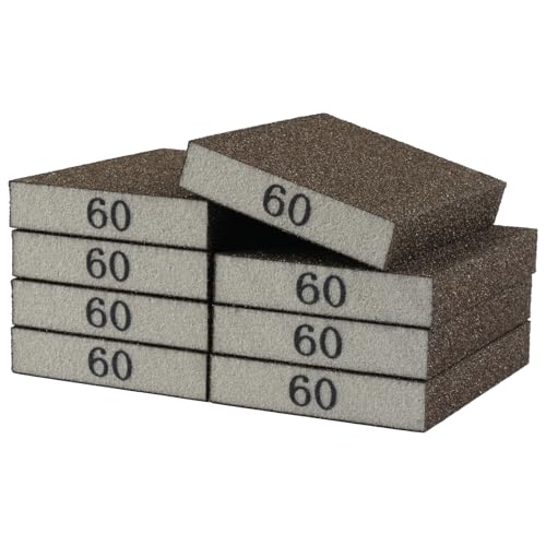 Image of 8 Pack Sanding Sponge Block, Wet Dry Sandpaper Sand Paper for Drywall Wood | 60 Grit, Washable & Reusable for Wall Metal Glasses Furniture