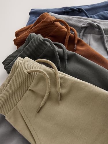 NEXT Jungen Regular Fit Jogginghose, 5er-Pack Khaki/Grau/Blau 86-92