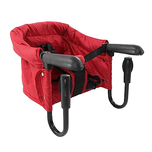 Generic Trona con Gancho, Trona Portátil de Fácil Montaje, Plegable, Cinturones de Seguridad de 3 Puntos, Lavable a Máquina para Mesa de 0,8 a 3, Pulgadas (rojo)