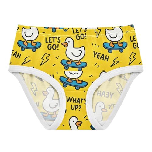 Joisal Cotton Toddler Girls Underwear Cute White Ducks Yellow Panties Little Girl Cartoon Briefs Underpants 2t