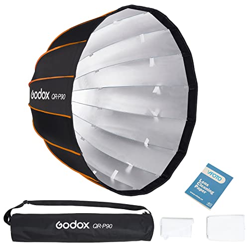 Godox QR-P90 90 cm Boîte à Lumière Profonde Parabolique à Dégagement Rapide pour Godox MS200-V MS300-V SK400II-V DP400III-V DP600III-V SL60W SL60IID SL60IIBi SL100D AD600BM VL150II VL200II VL300II