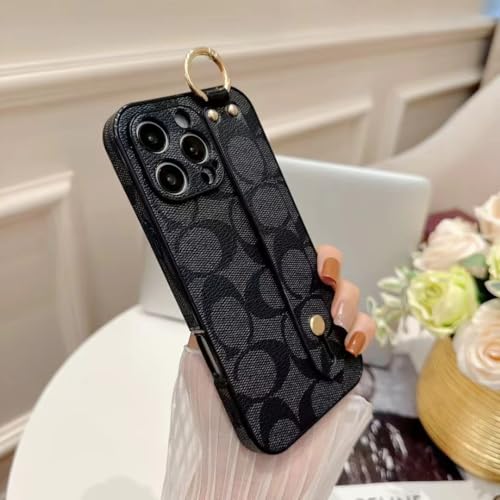 IPhone 16PROMAX�P�[�X �����f�U�C�i�[ ���� ���̎q�p ���X�g�o���h �X�g���b�v �L�b�N�X�^���h�z���_�[ �ی�J�o�[�t�� APPLE IPhone 16PROMAX - 6.9�C���`-BLACK