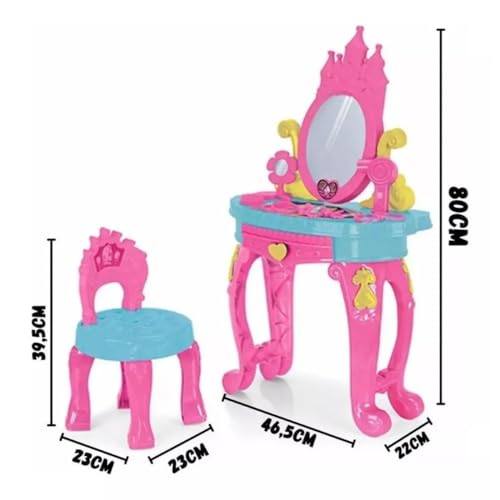 Maquiagem e Beleza Penteadeira de Princesa com Banca, Homeplay, 3117, Multicor