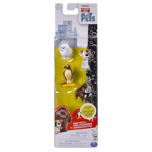 Miniature 4 Pack of Pets from Illumination Movie Secret Life of Pets With Tiberius the Hawk, Max, Gidget & Boxer
