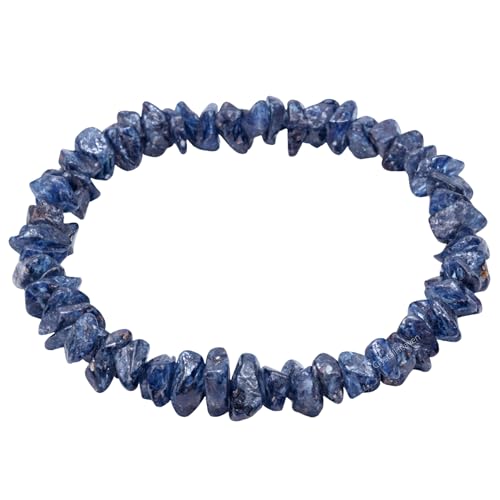 Image of Certified Iolite Bracelet for Women Men with Healing Crystal and Reiki Stone - Beautiful Gemstone Beaded Bracelet for Balance, Harmony & Positive Energy (Chips Stone Beads)